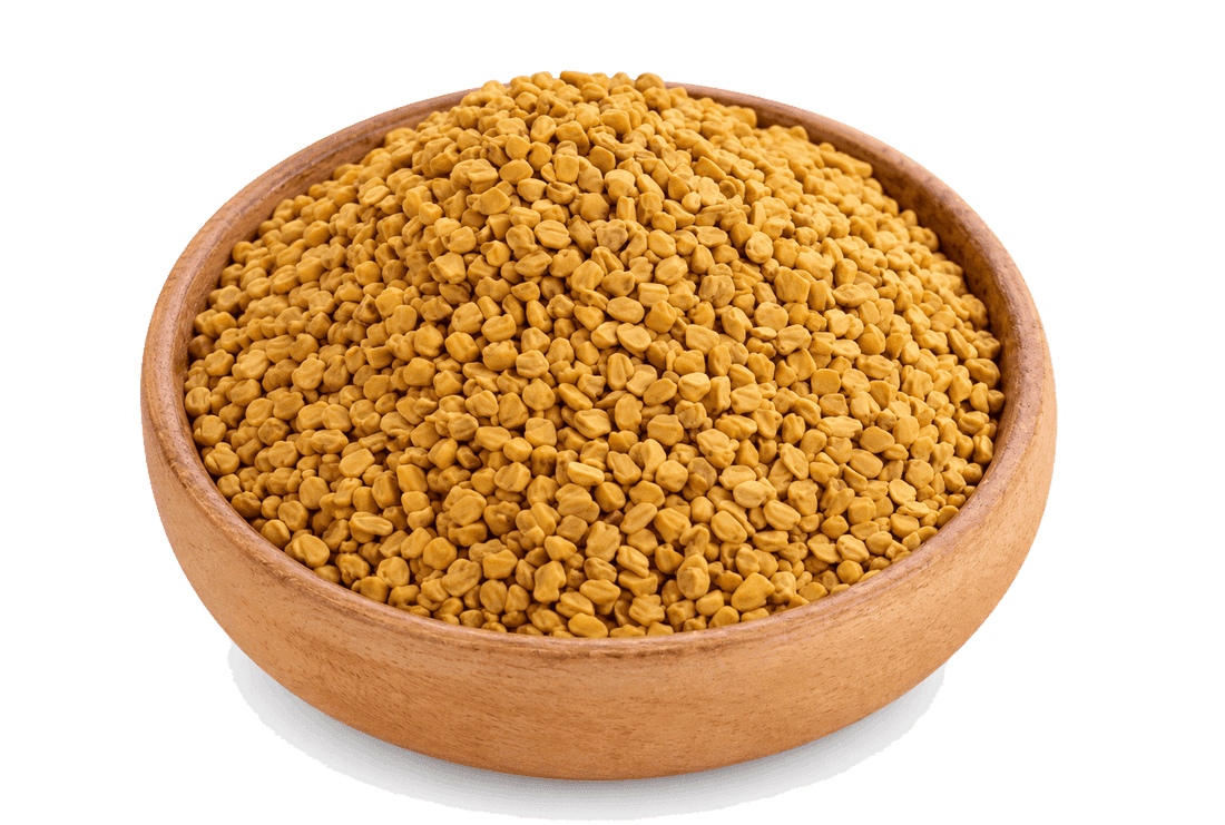 Do Bhai Methi — fenugreek seed in a wooden bowl
